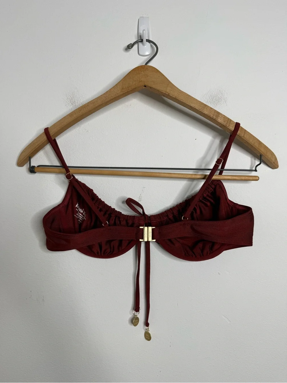 KULANI KINIS Sweet Cinnamon Brown Ruched Underwire Bikini Top XL Sexy Retro